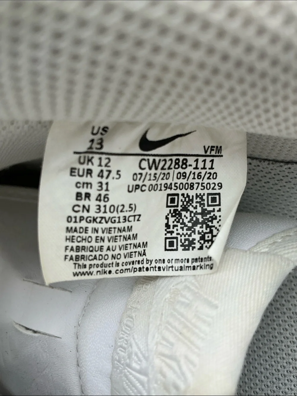 Nike AF1 Men’s White Low-Top Leather Sneakers